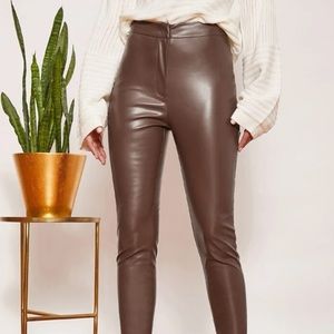 Brown faux leather pants